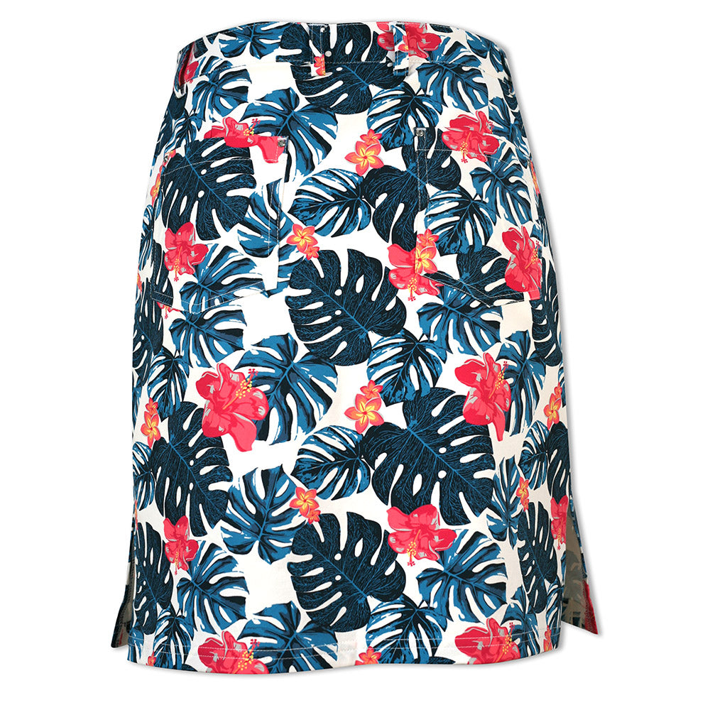 Glenmuir Ladies 4-Way Stretch Skort in Cobalt Tropical Print - Last One Size 8 Only Left