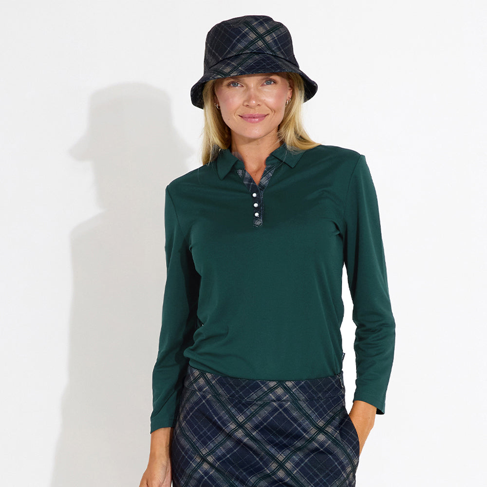 Abacus Ladies 3/4 Sleeve Polo with Neat Neck line and Pretty Pearl Detail