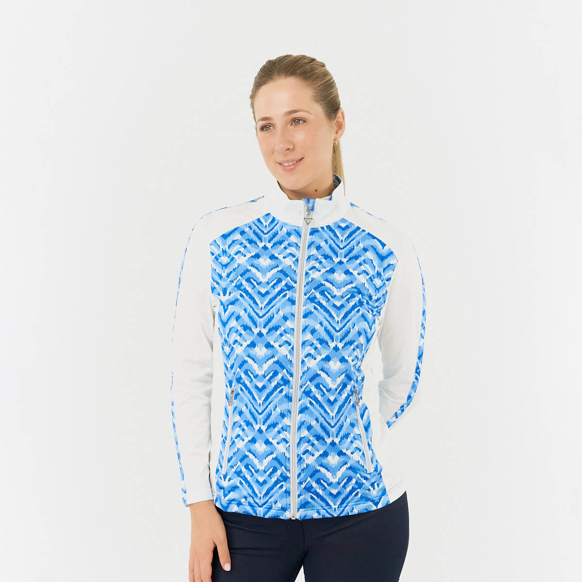 Pure Ladies Lightweight Full Zip Jacket in Ikat Print