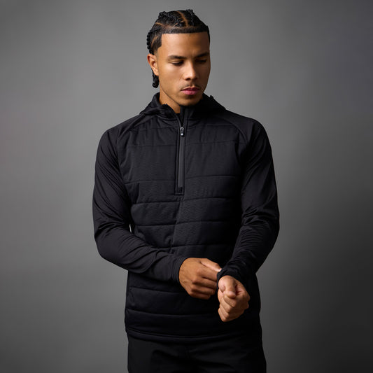 Sunderland Mens Thermal Hooded Hybrid Jacket with Water Repellent Finish in Black Ridge