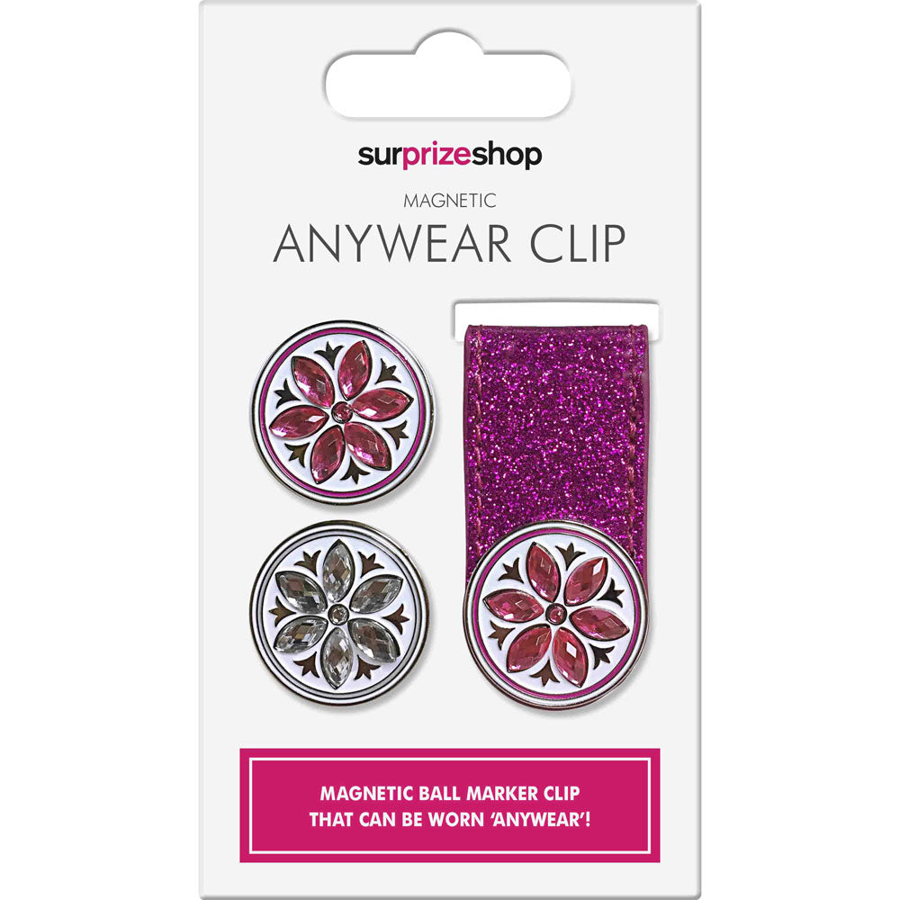 Surprizeshop Pink Glitter Magnetic Clip Ball Marker Anywear Set