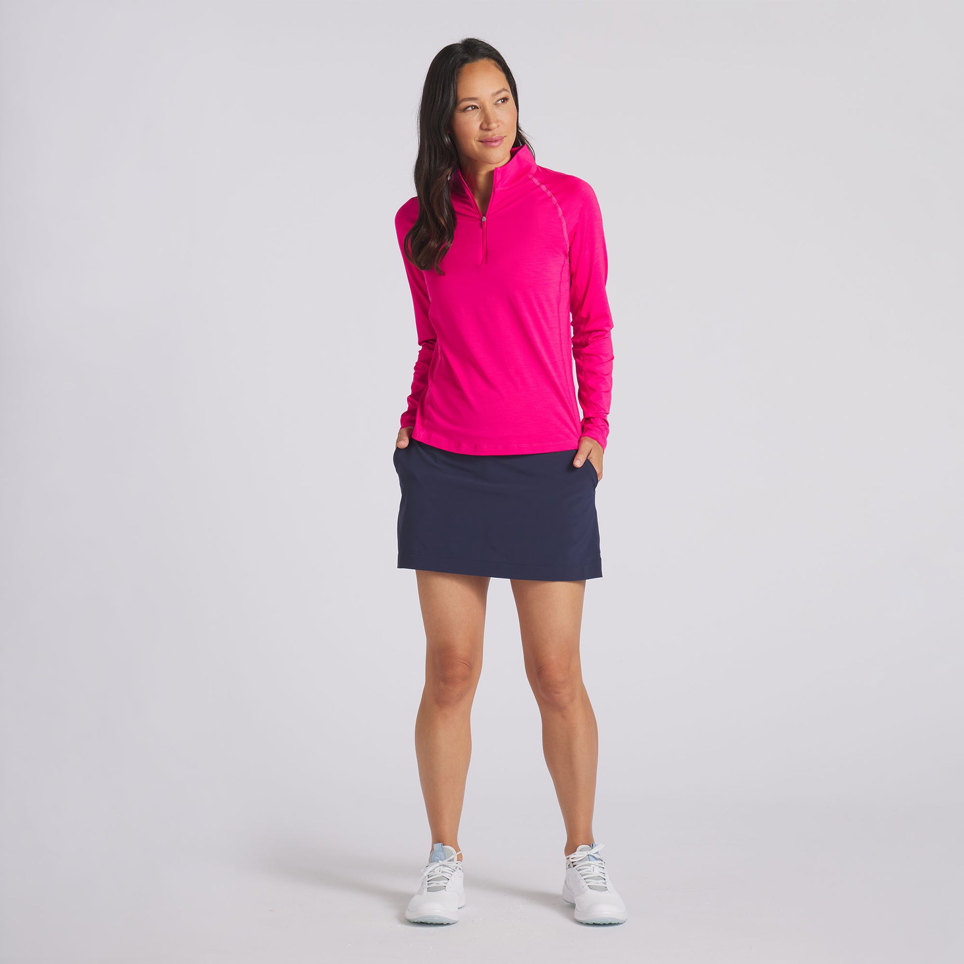 Puma Golf Women's Garnet Rose Long Sleeve Top with Zip-Neck