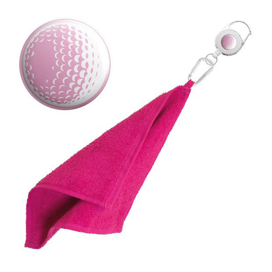 Surprizeshop Retractable Golf Towel with 100% Cotton in Hot Pink