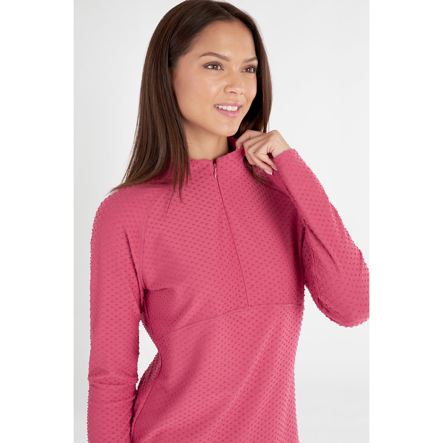 Green Lamb Ladies Spot Print Zip Neck Golf Top