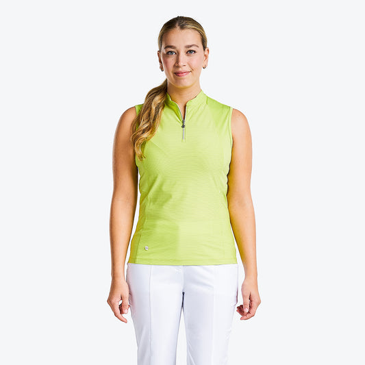 Nivo Ladies Sleeveless Polo With Subtle Stripes in Key Lime - Last One XS Only Left