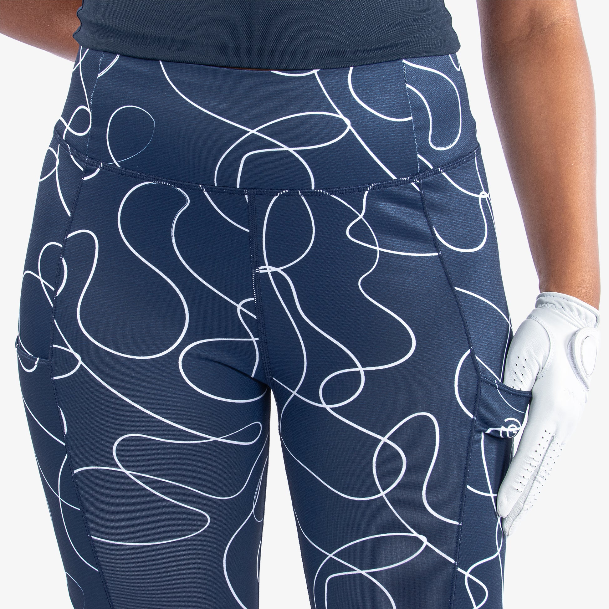 Galvin Green Ladies VENTIL8 Plus 7/8 Leggings with Swirling Ribbon Print