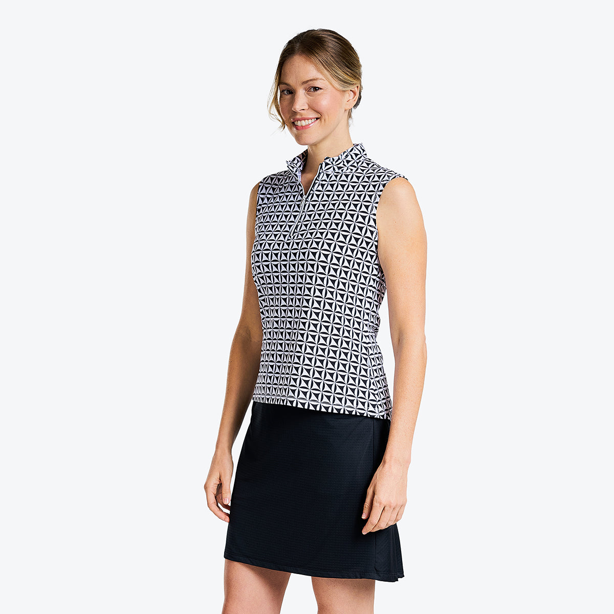 Nivo Ladies Geometric Sleeveless Golf Polo - Medium Only Left