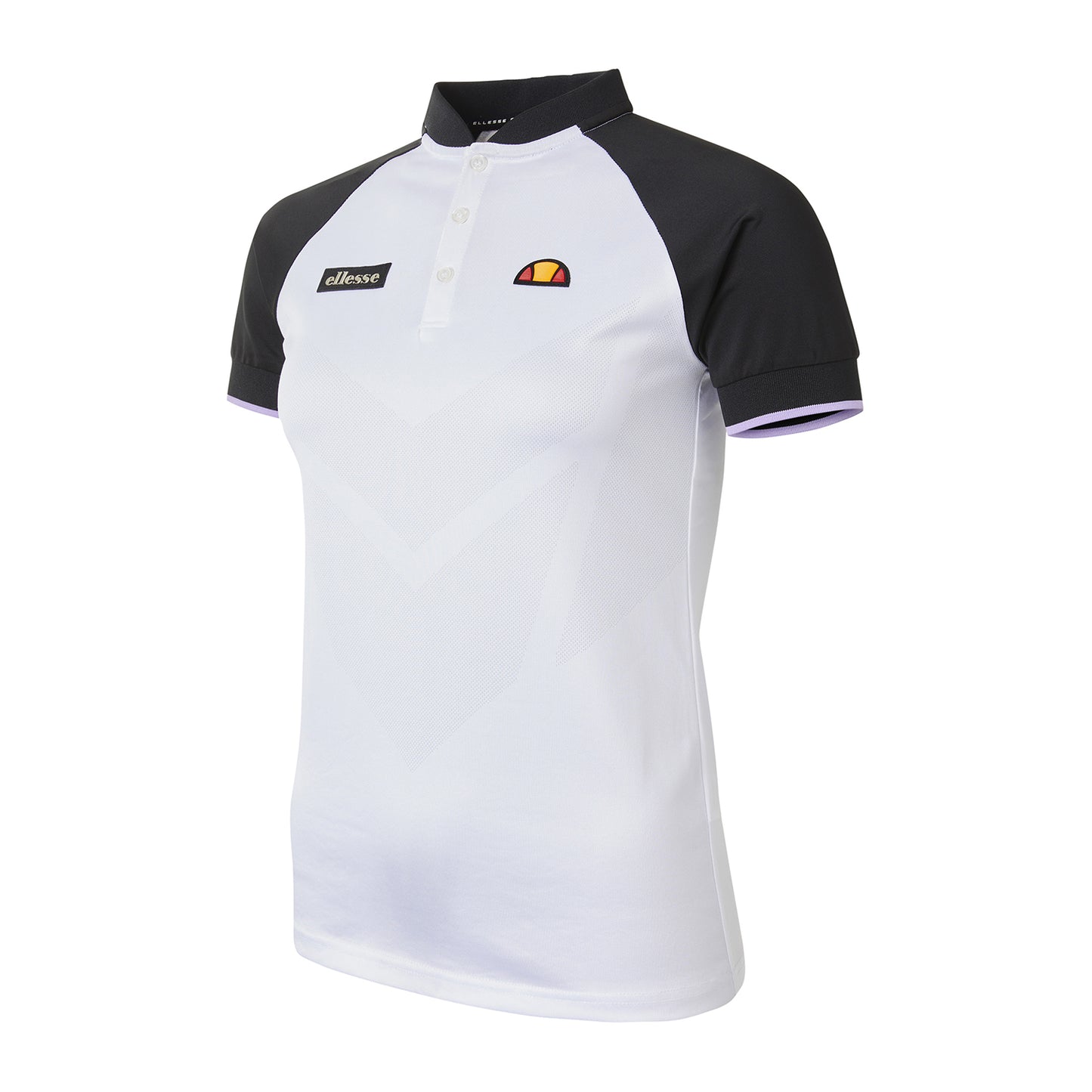 Ellesse Ladies Colour Block Short Sleeve Polo Shirt in White