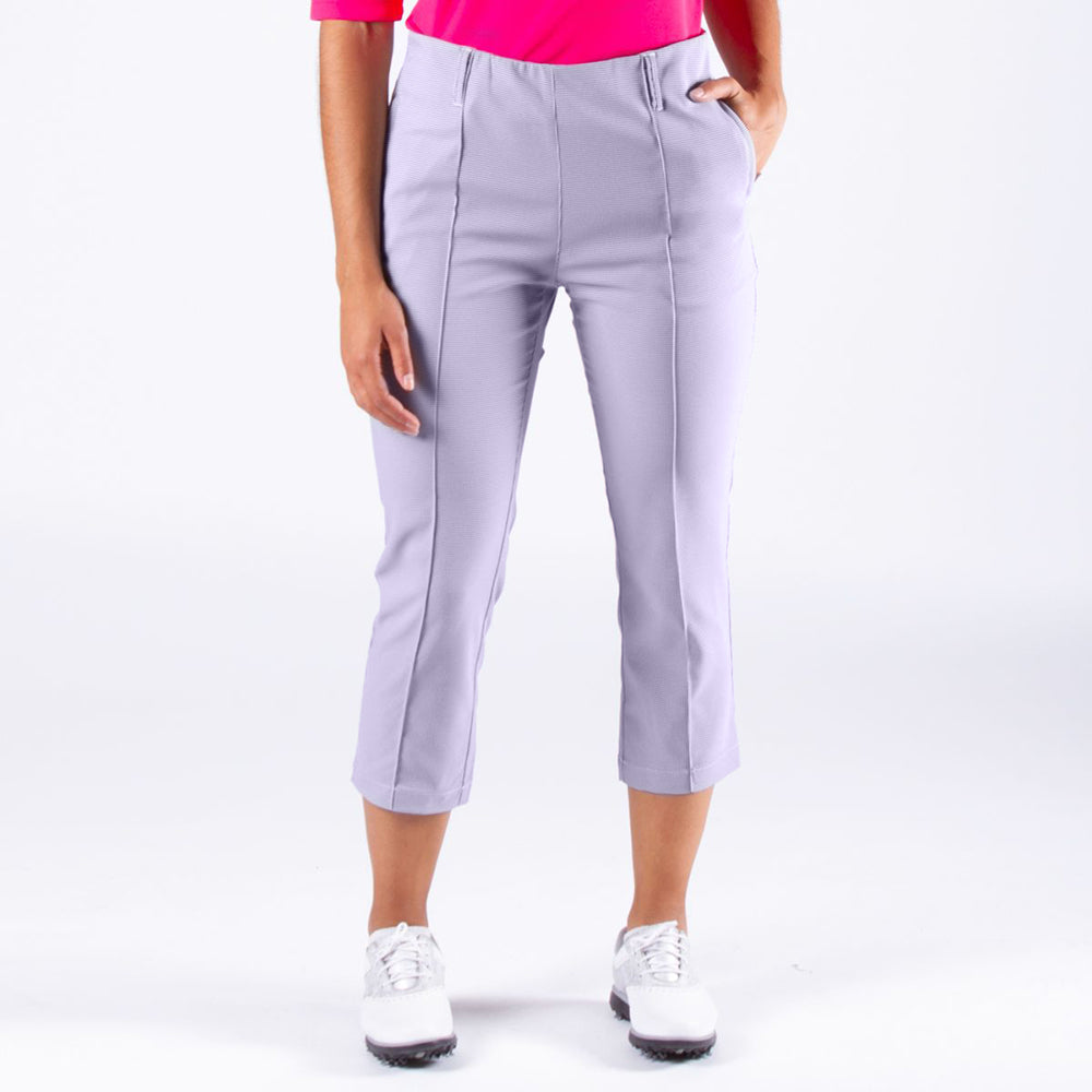 Nivo Ladies Houndstooth Check Capris in Navy & White