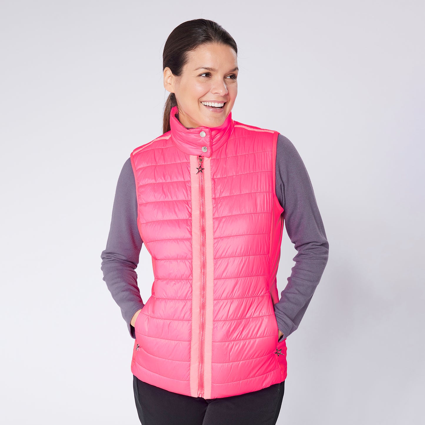 Swing Out Sister Ladies Quilted Gilet with Soft Sheen Finish and Stretch Side Panels