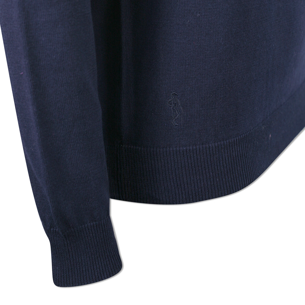 Glenmuir Ladies 100% Cotton V-Neck Sweater in Navy Blue