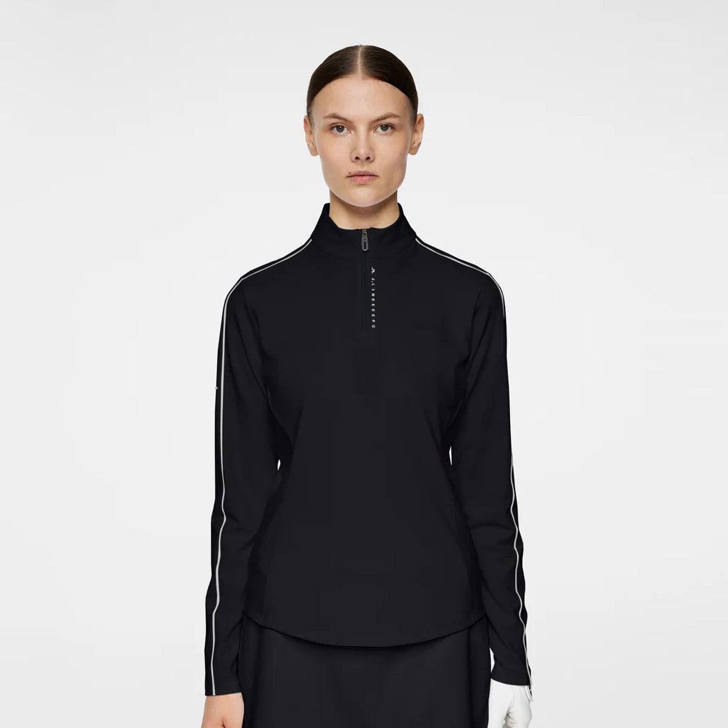 J.Lindeberg Ladies Quarter Zip Mid-Layer in Black