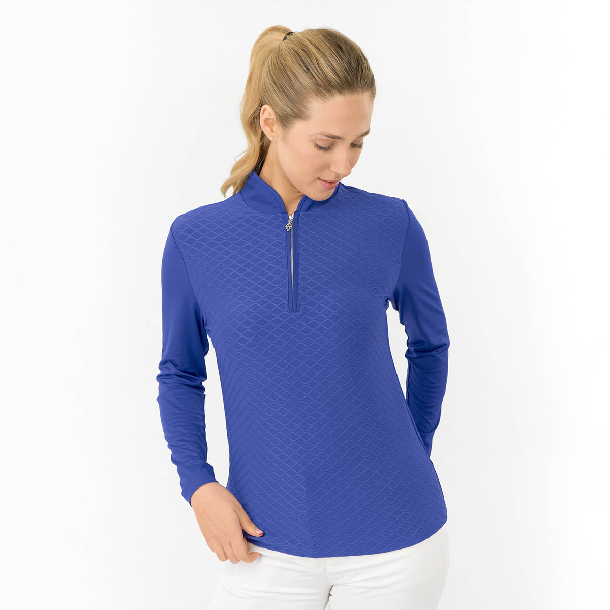 Pure Golf Ladies Long Sleeve Golf Top with Wave Print