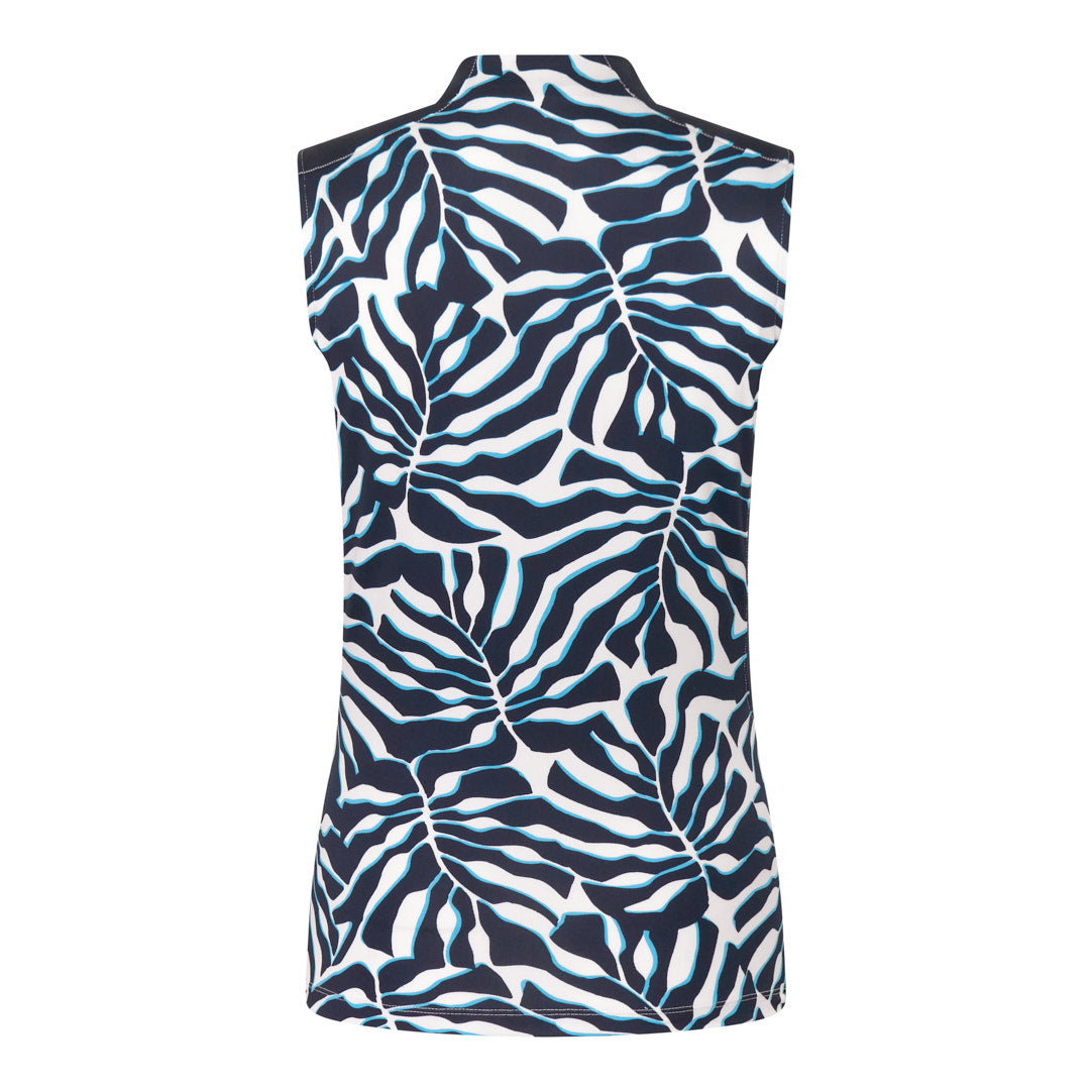Tail Ladies Sleeveless Polo in Abstract Palm Leaf Print