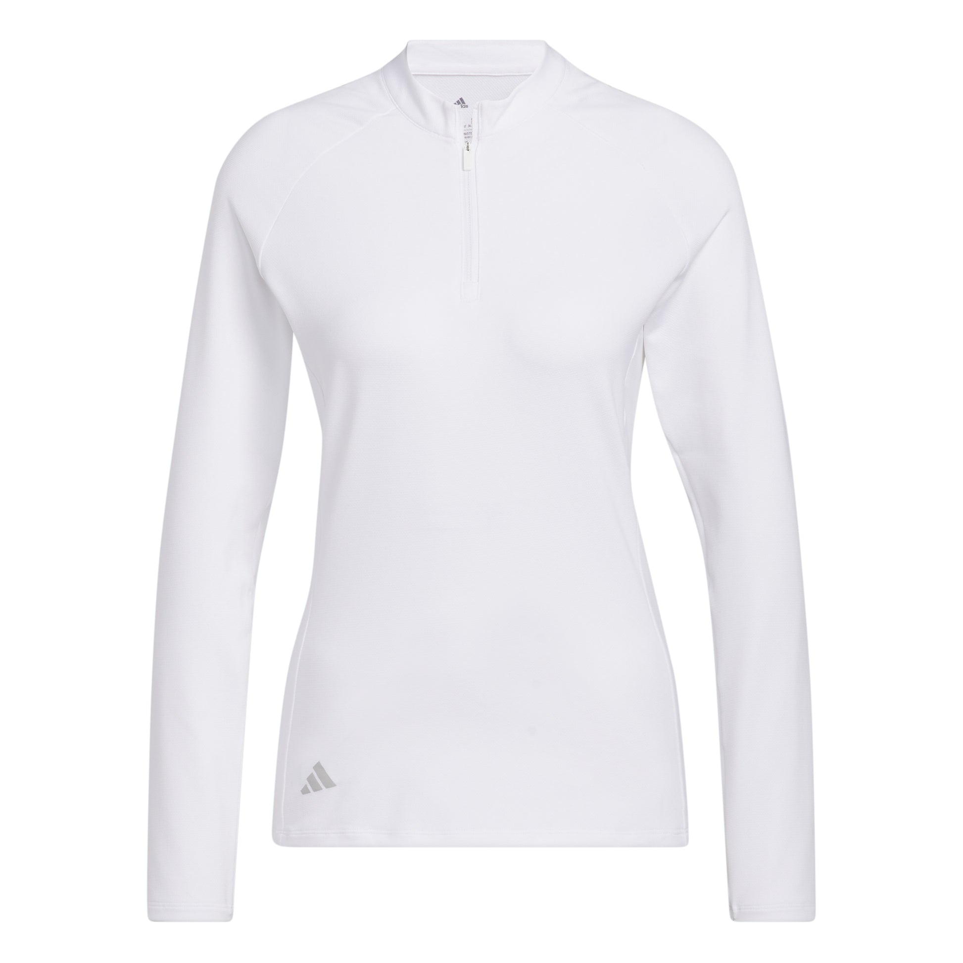 adidas Ladies Long Sleeve Zip-Neck Golf Top in White - Last One Large Only Left