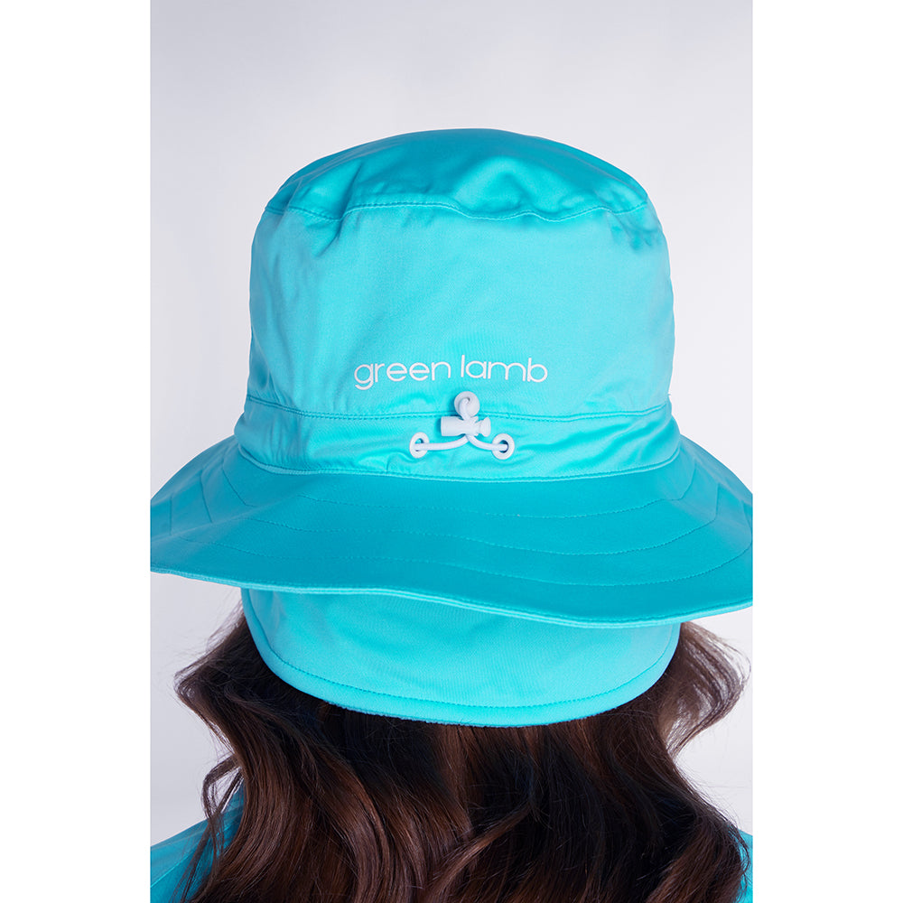 Green Lamb Ladies Waterproof Golf Hat in Scuba Blue