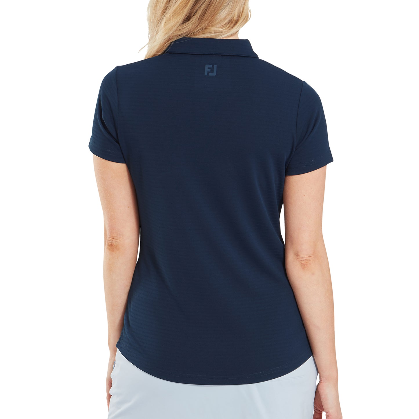 FootJoy Ladies Jacquard Stripe Short Sleeve Polo in Navy