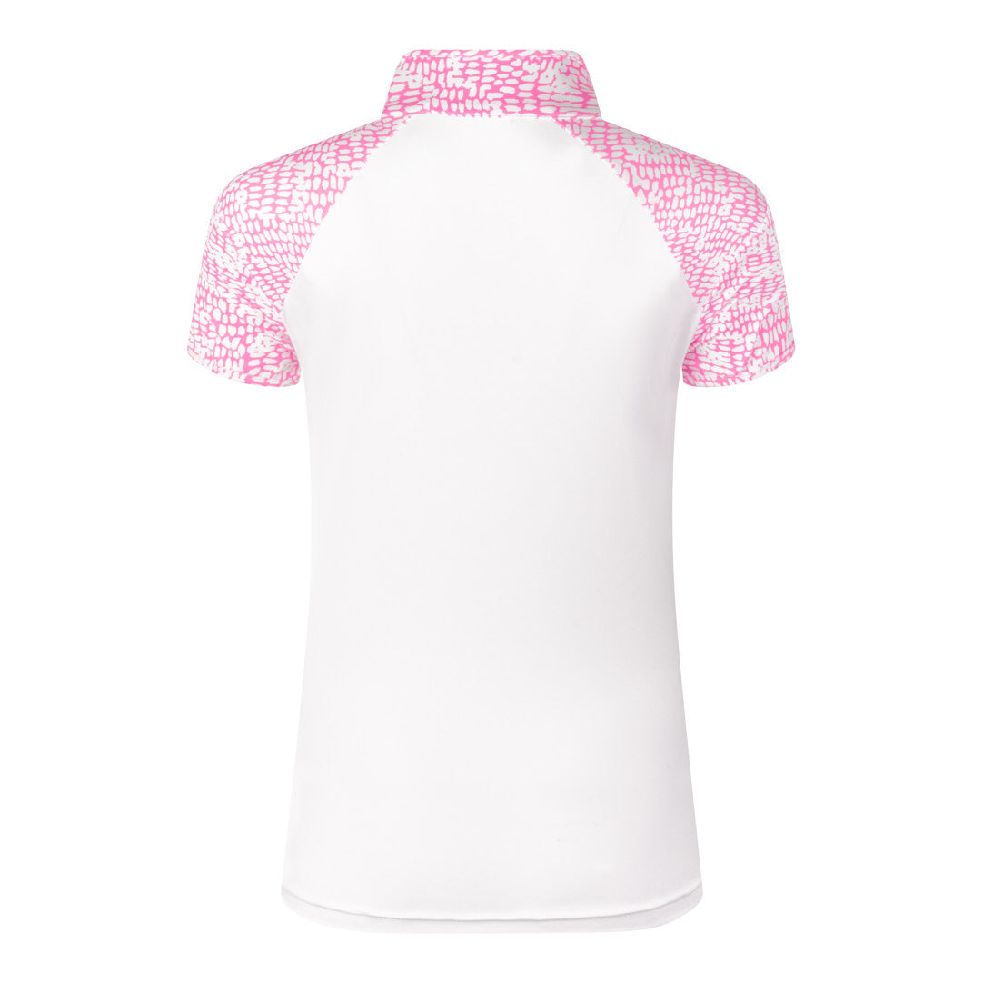 Pure Golf Candy Pebble Print Cap Sleeve Zip Neck Top