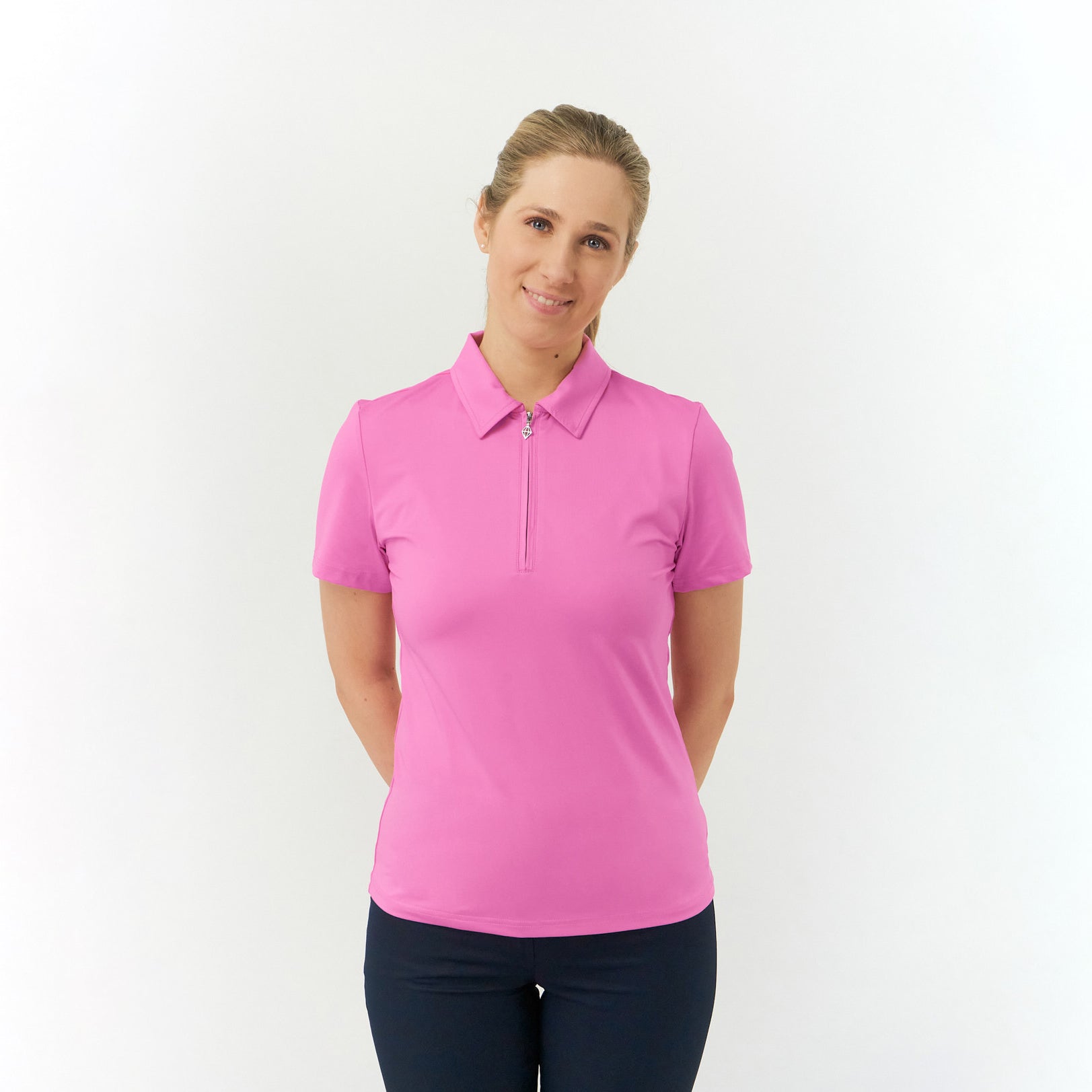 Pure Golf Ladies Cap Sleeve Polo in Candy Pink