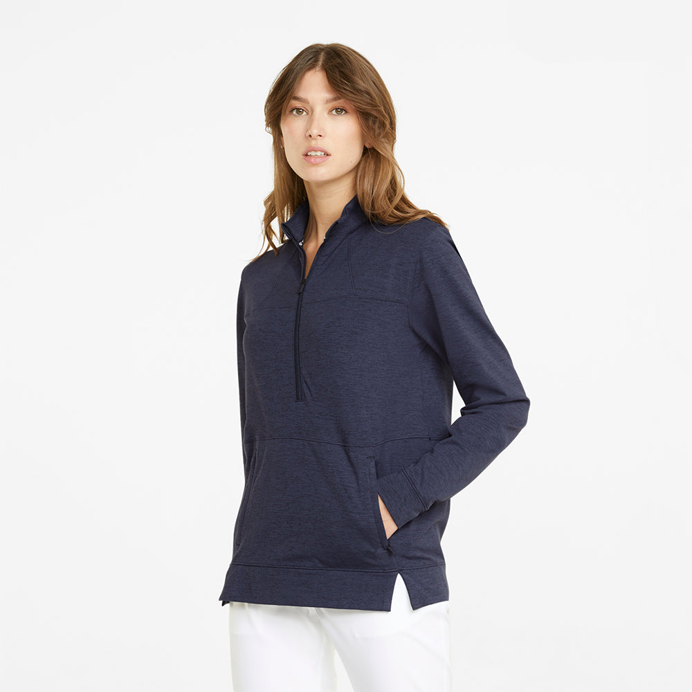 Puma Ladies Cloudspun Rockaway Zip Golf Top in Navy Blazer