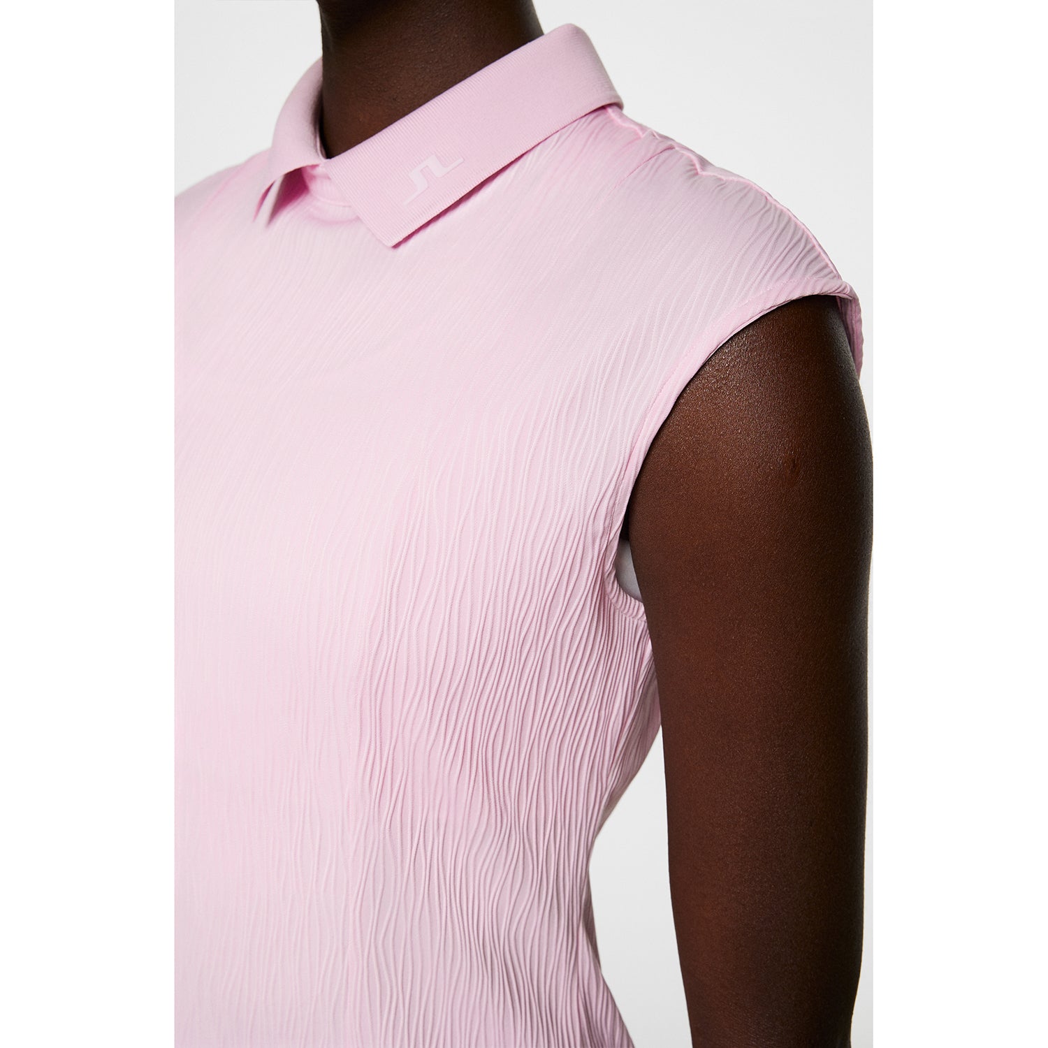 J.Lindeberg Ladies Cap Sleeve Polo with Subtle Wave Print