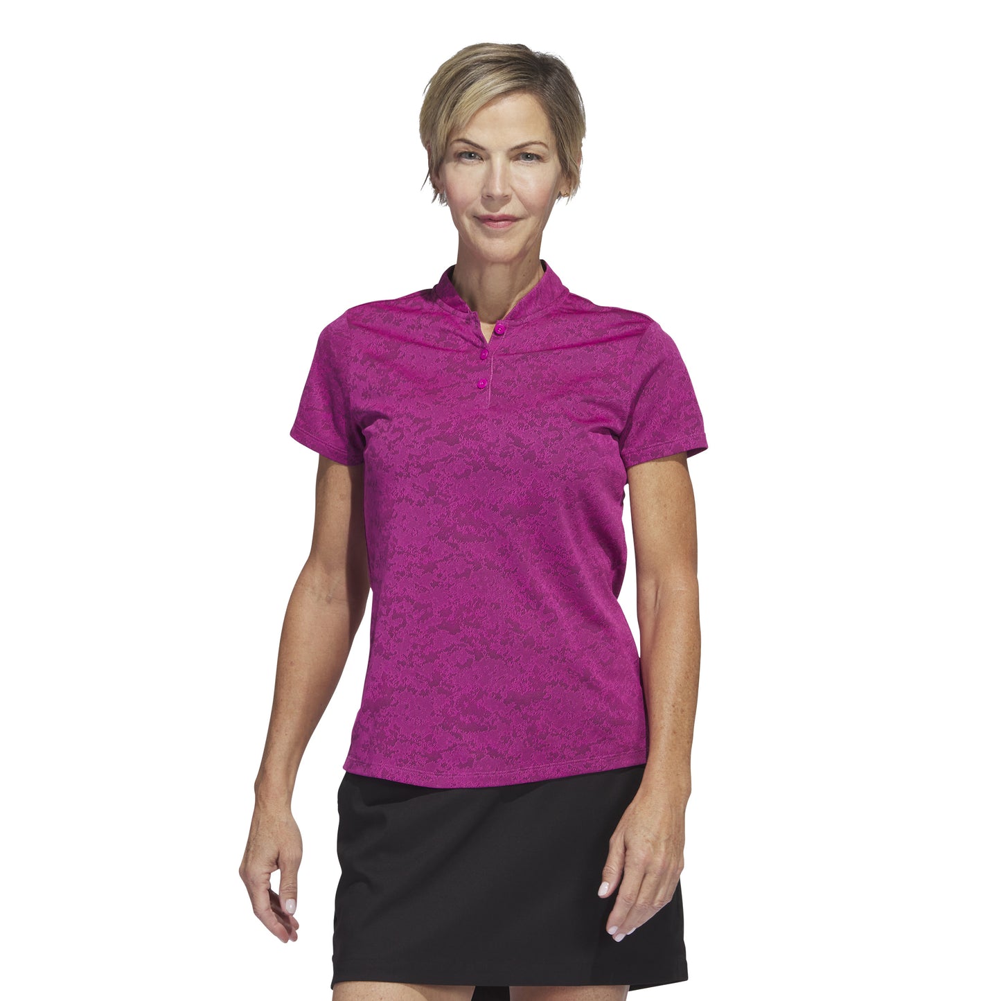 adidas Ladies Short Sleeve Golf Polo with Jacquard Lace Print