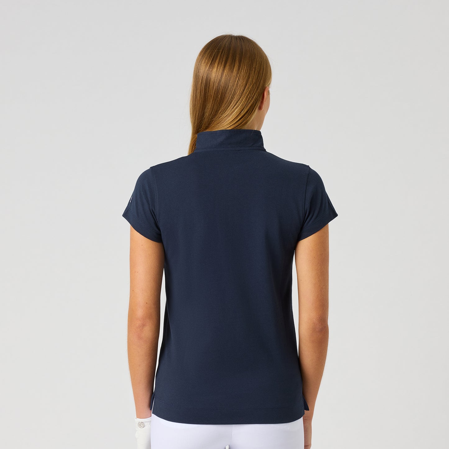 Daily Sports Cap Sleeve Half Zip Polo Shirt in Navy - Sport Meets Style