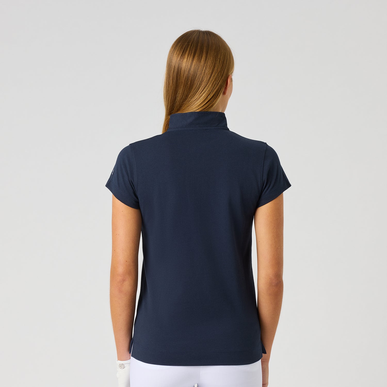 Daily Sports Cap Sleeve Half Zip Polo Shirt in Navy - Sport Meets Style
