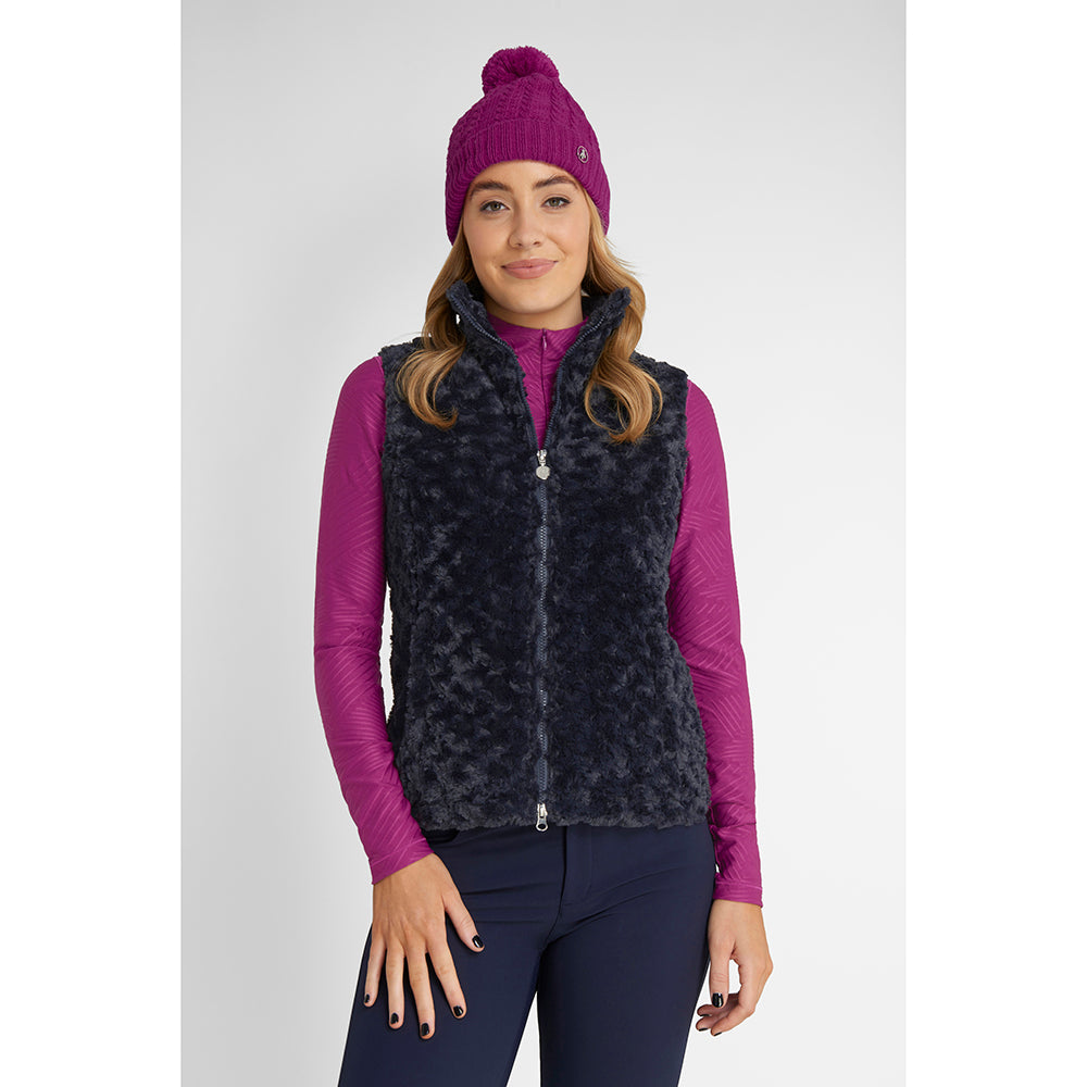 Green Lamb Ladies Fleece Lined Cable Knit Beanie in Berry