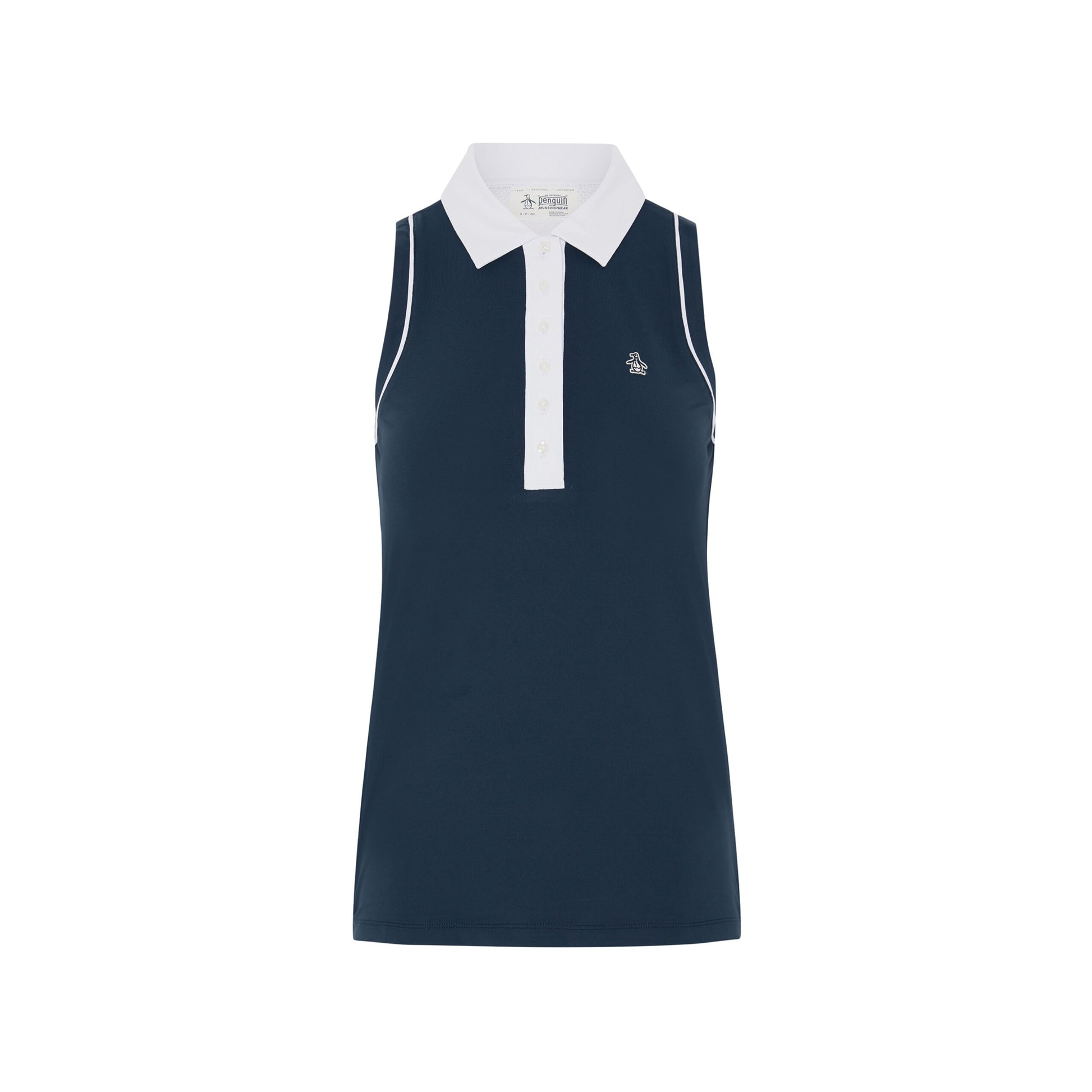 Original Penguin Women's Navy Sleeveless Polo with Mesh Panel Back