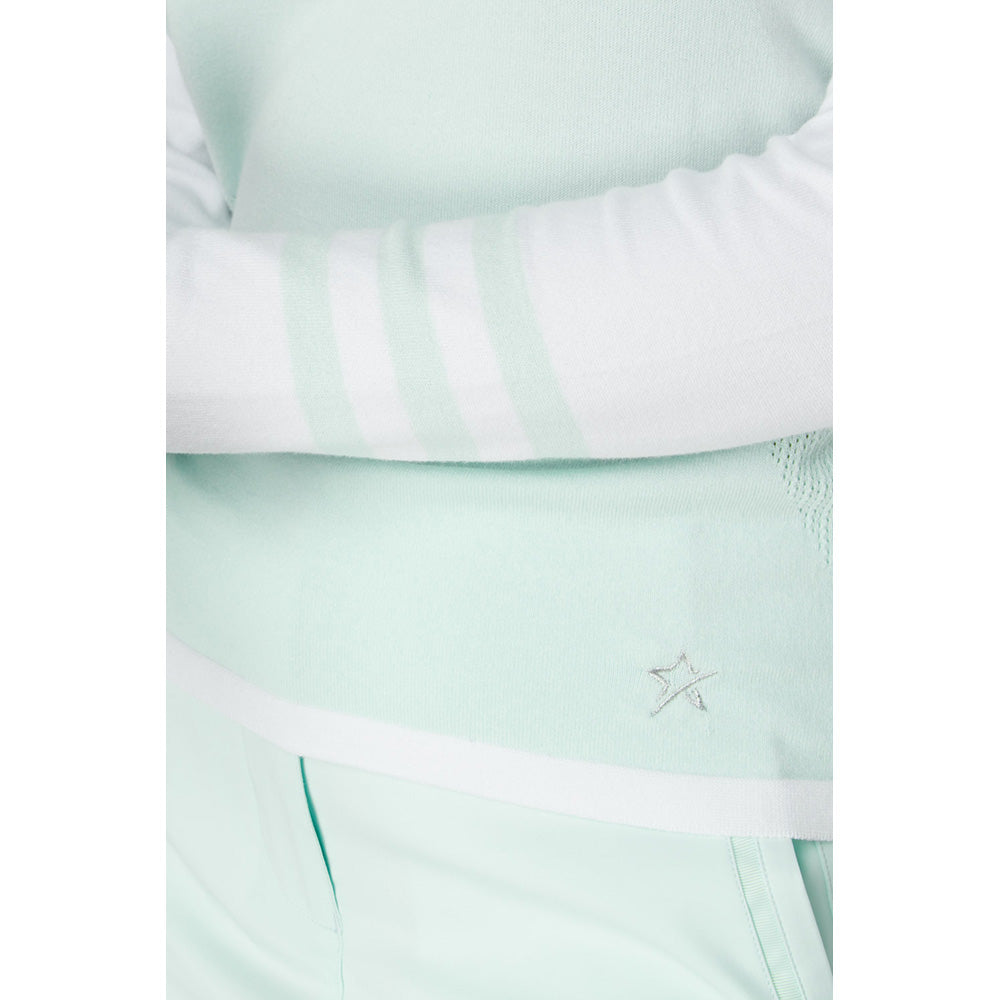 Swing Out Sister Ladies Colourblock Sweater in Mint & White