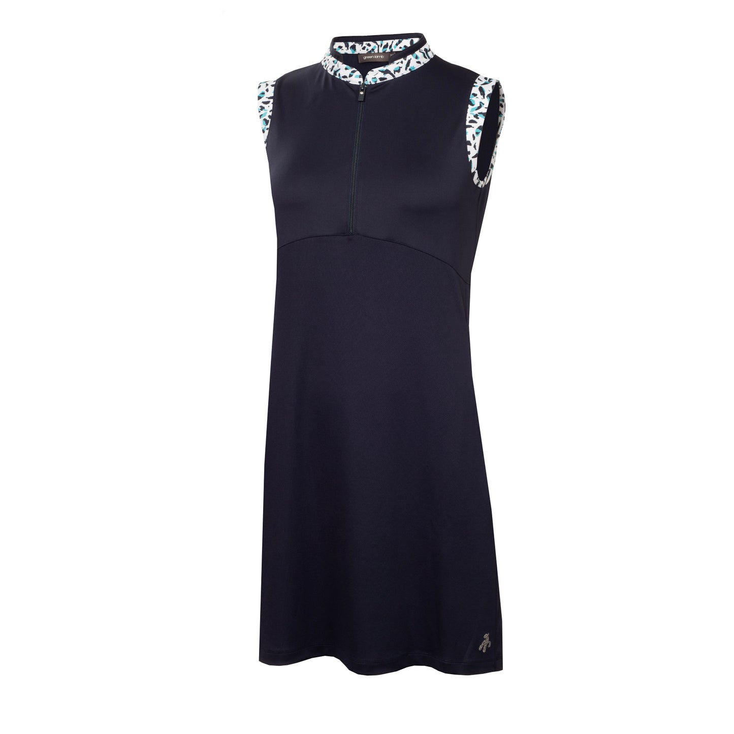 Green Lamb Ladies Sleeveless Golf Dress in Navy with Print Trim