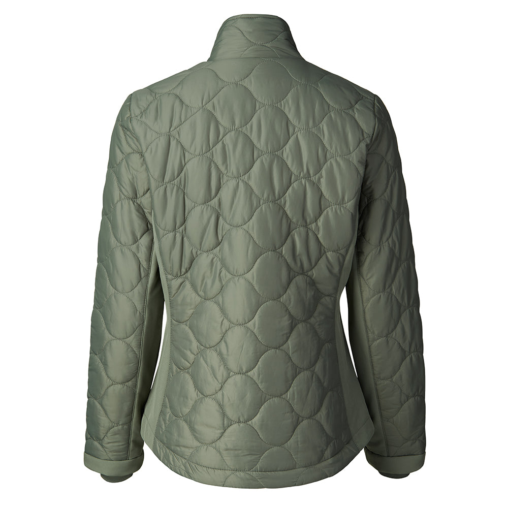 Daily Sports Ladies Padded Jacket with Stretch Side Panels in Moss Green