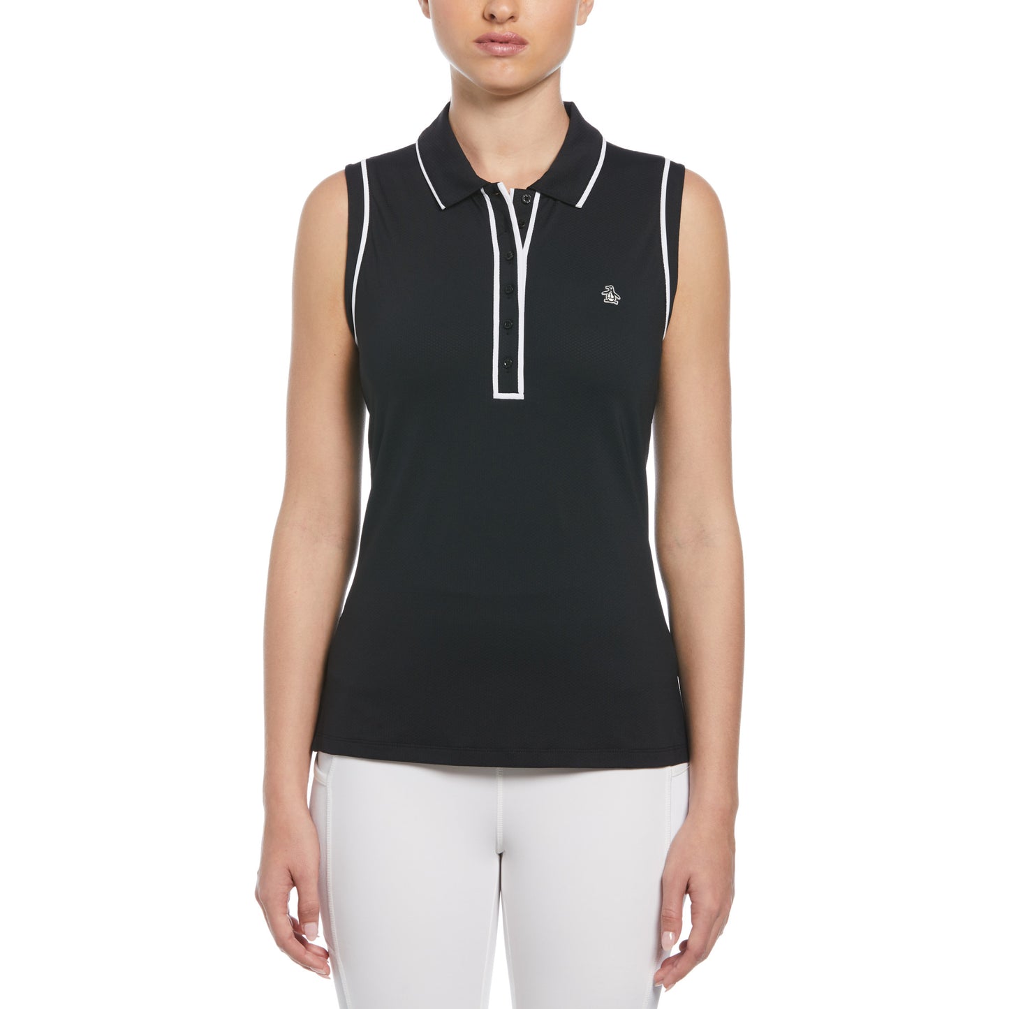 Original Penguin Ladies Caviar Sleeveless Polo with Contrast Piping