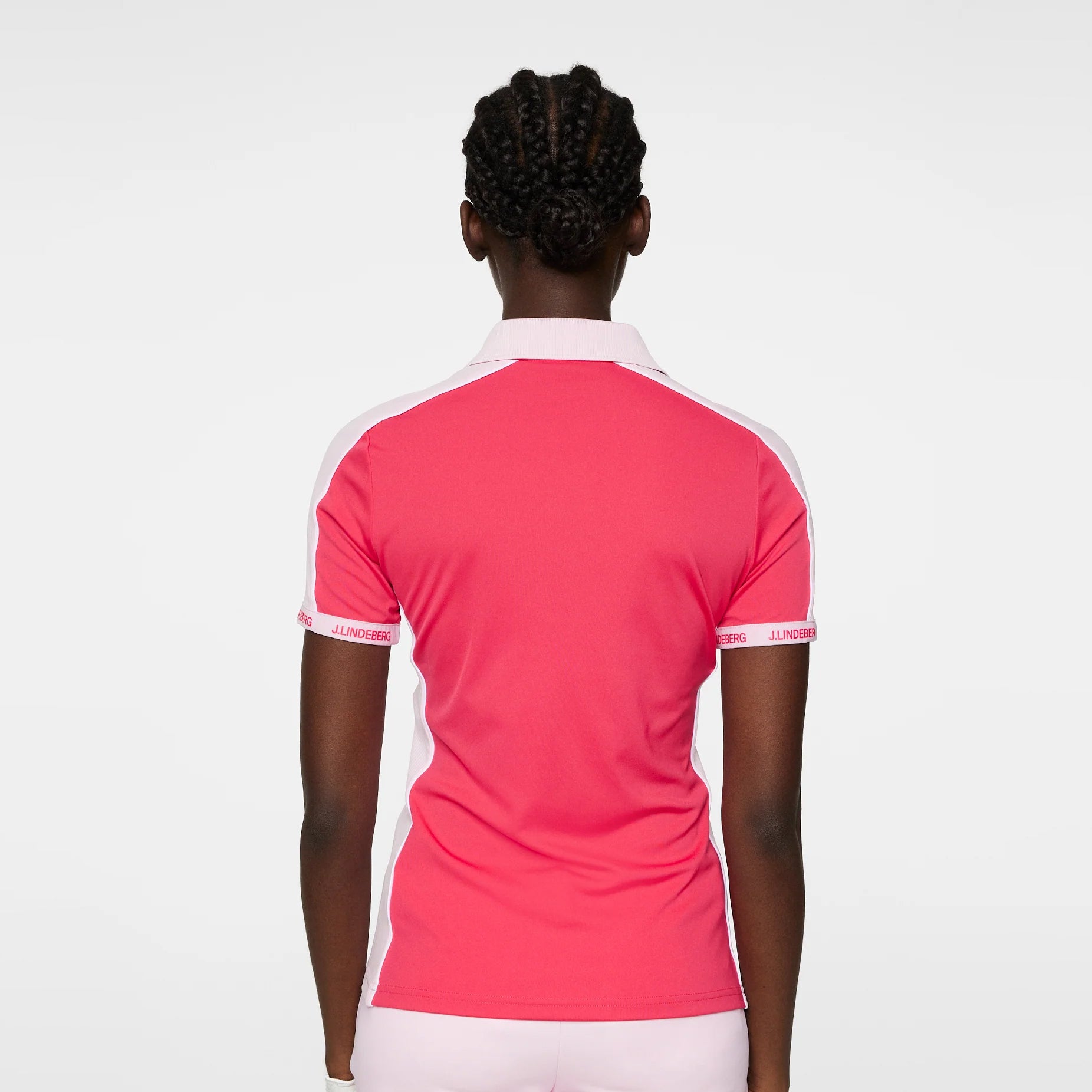 J.Lindeberg Ladies Short Sleeve Polo with Ribbed Paneling 