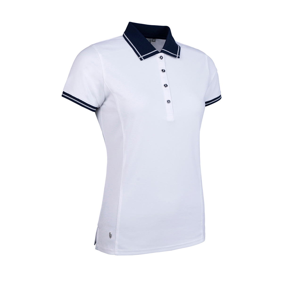 Glenmuir Short Sleeve Polo in Silver Lurex Tipping