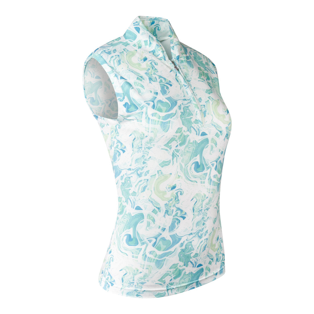 Pure Ladies Marble Print Sleeveless Golf Polo Shirt