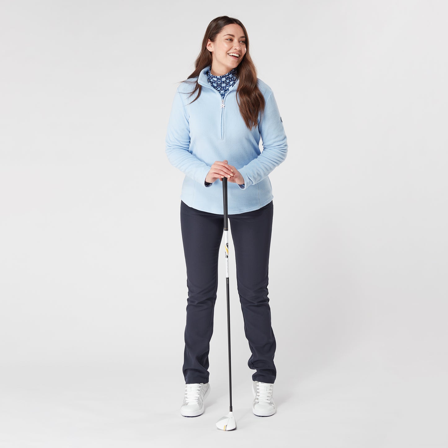 Swing Out Sister Bonny 1/4 Zip Fleece in Chambray Blue