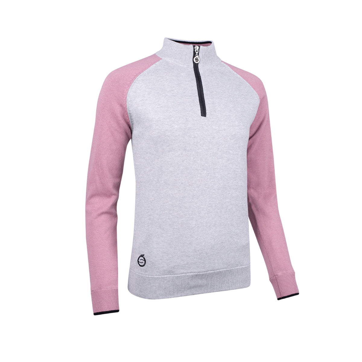 Sunderland Ladies Lined Sweater with Water Repellent Scotchgard in Silver Marl and Pink