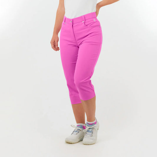 Pure Golf Ladies Stretch Capri in Azalea Pink
