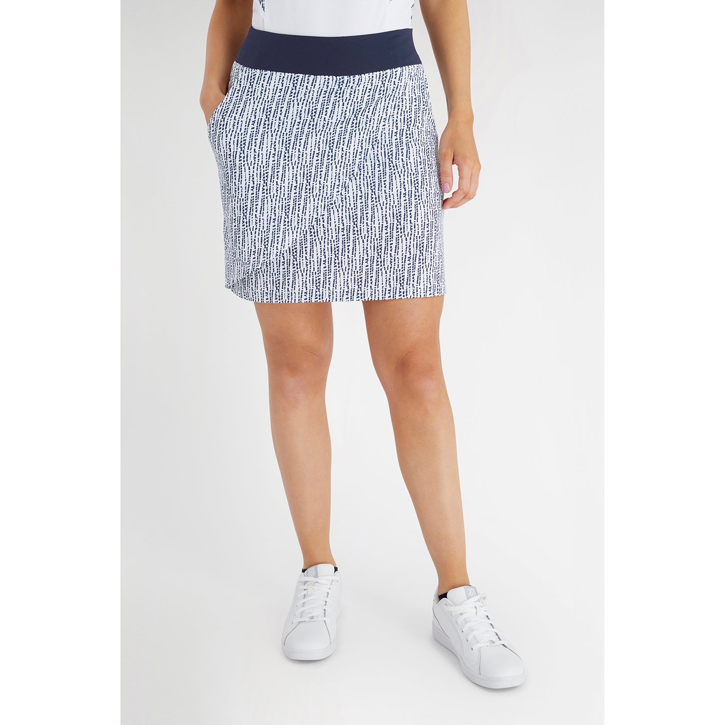 Green Lamb Ladies Pull-On Printed Skort with Faux Wrap Effect