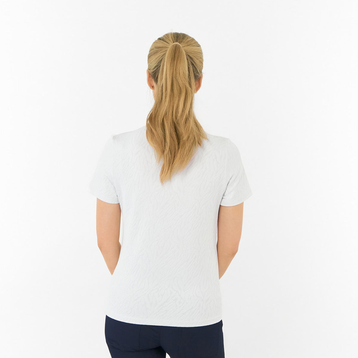 Pure Golf Ladies Short Sleeve Polo in Jacquard Texture for Refined, Effortless Style