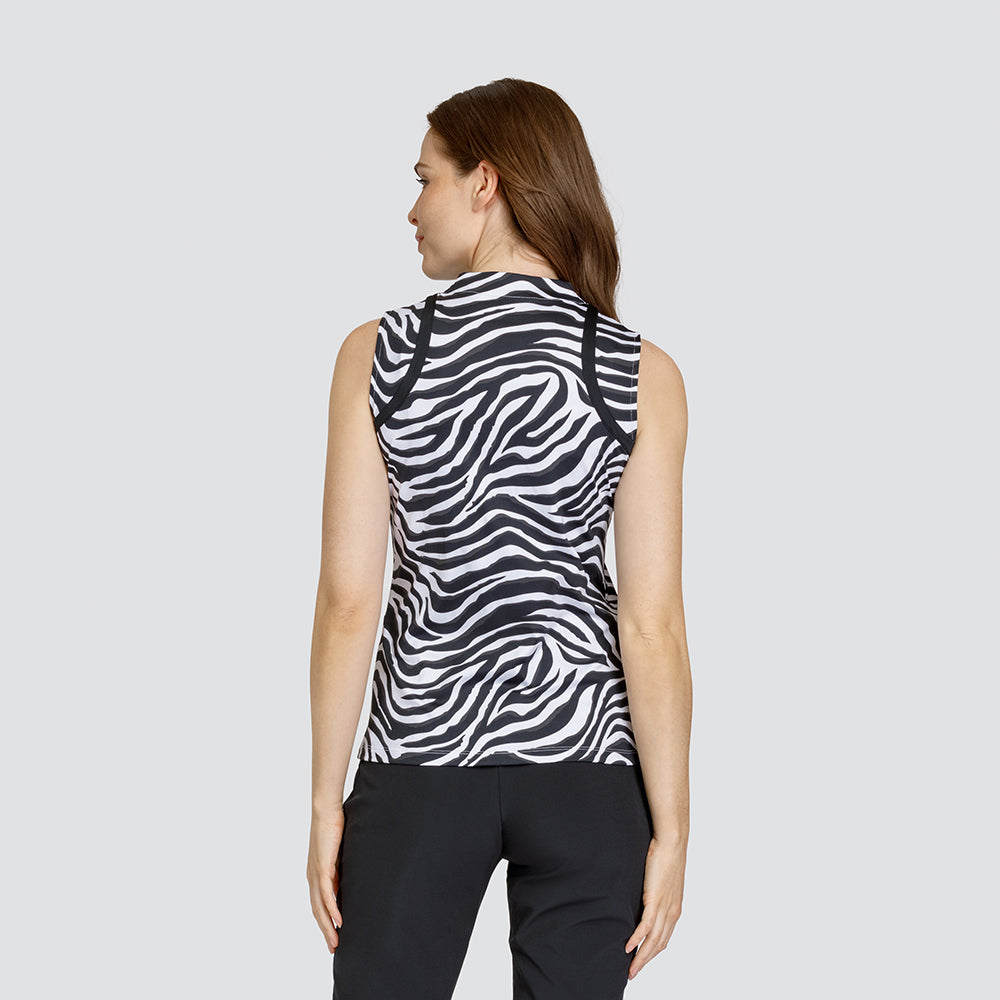 Tail Ladies Sleeveless Polo In Zebra Print