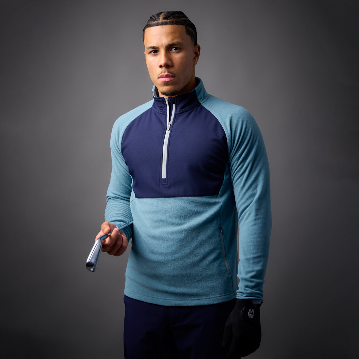 Sunderland Mens Hybrid Thermal Fleece with Blue Contrast Panel