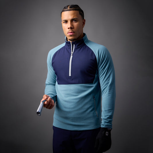 Sunderland Mens Hybrid Thermal Fleece with Blue Contrast Panel