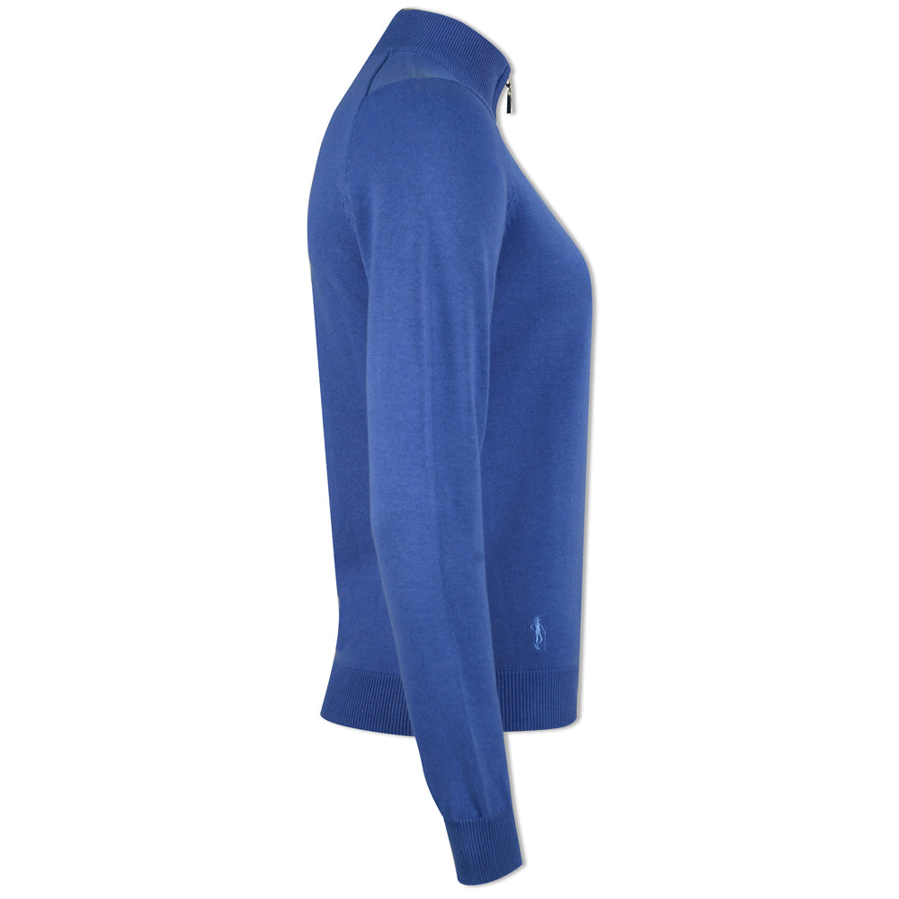 Glenmuir Ladies 100% Cotton Half-Zip Sweater in Sea Blue