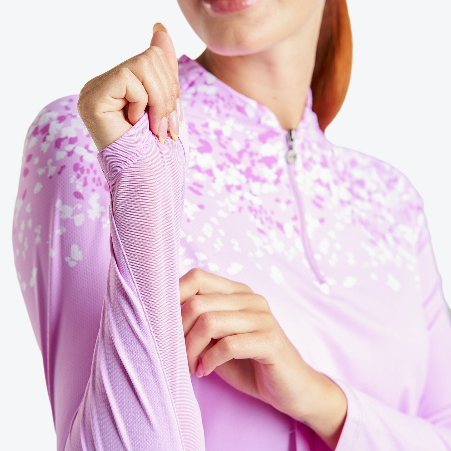 Nivo Ladies Long Sleeve Polo in Bubble Gum Abstract Floral Print - Last One Small Only Left