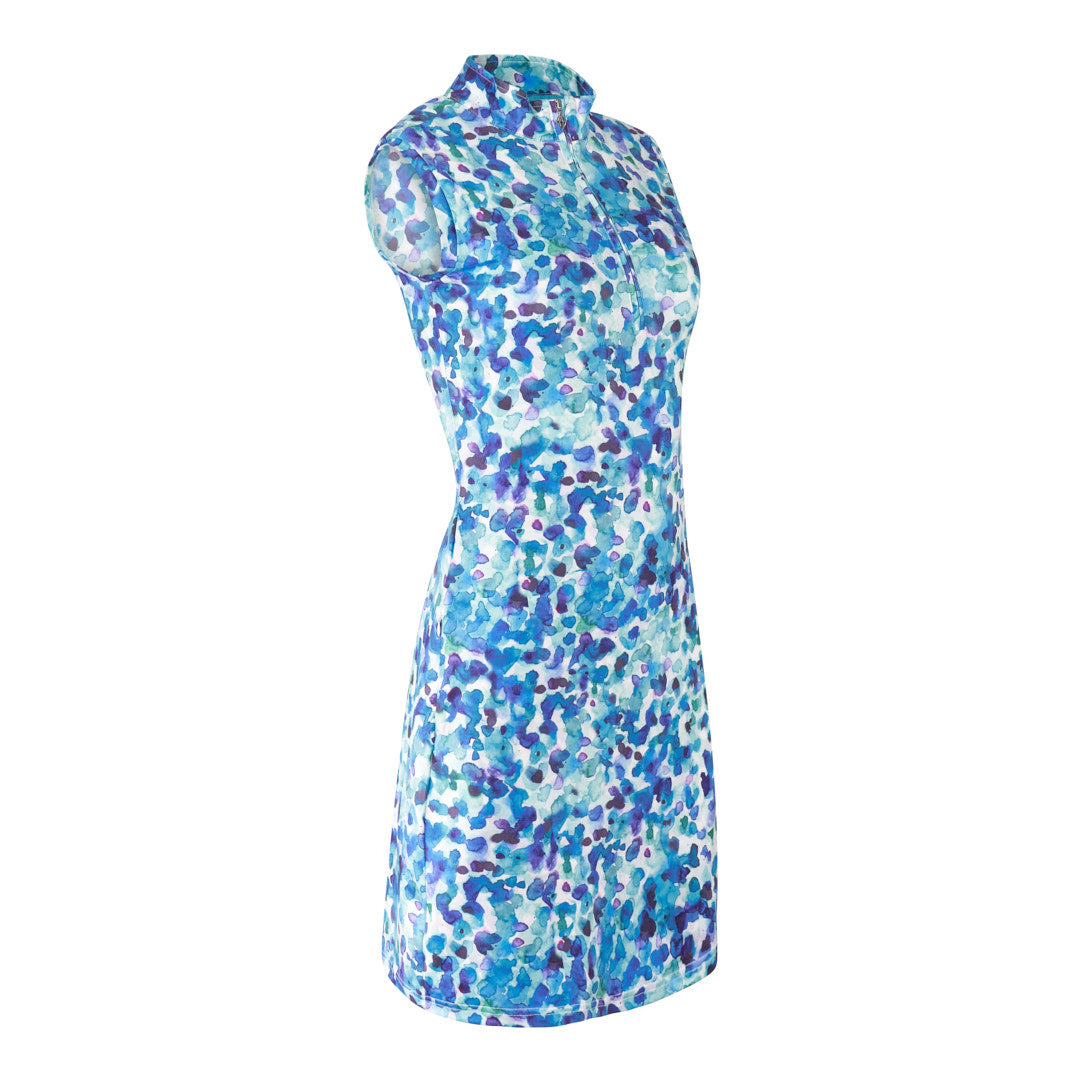 Pure Golf Sleeveless Dress in Dappled Ocean Print