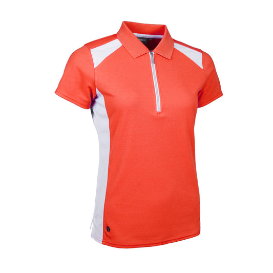 Glenmuir Ladies Short Sleeve Polo with Contrast Panels in Apricot & White