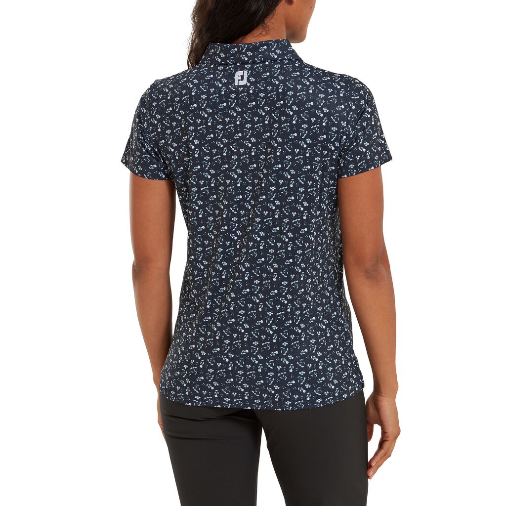 FootJoy Women's Floral Print Polo in Navy & White